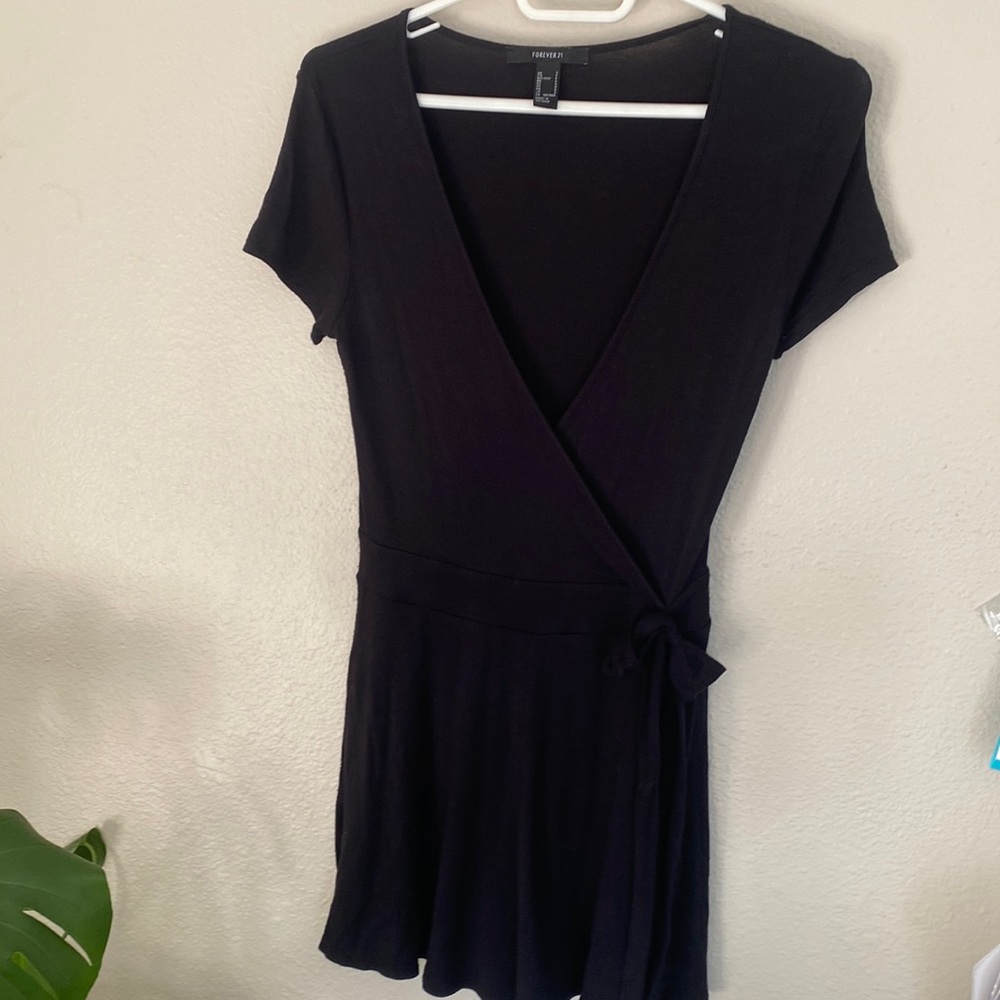 Black Wrap Romper Dress
